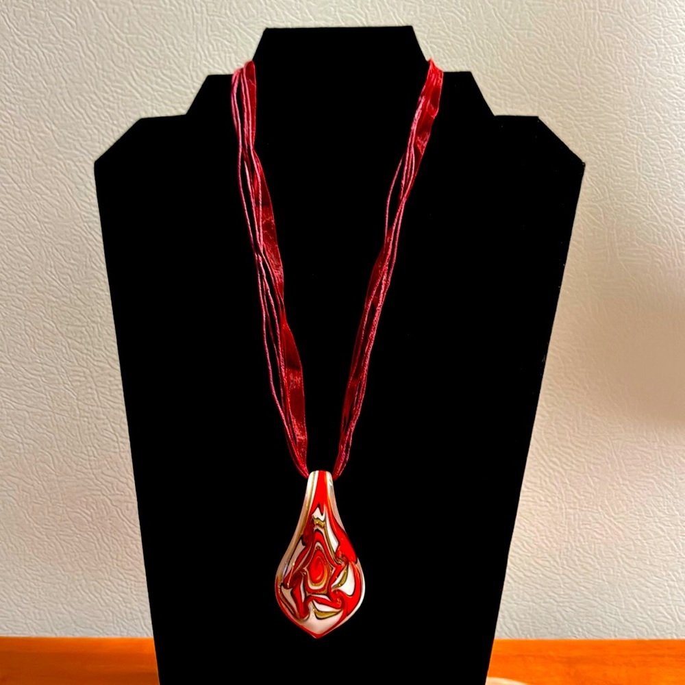 Bulk 50 Glass Red, White, Gold Pendents. Each piece is unique.